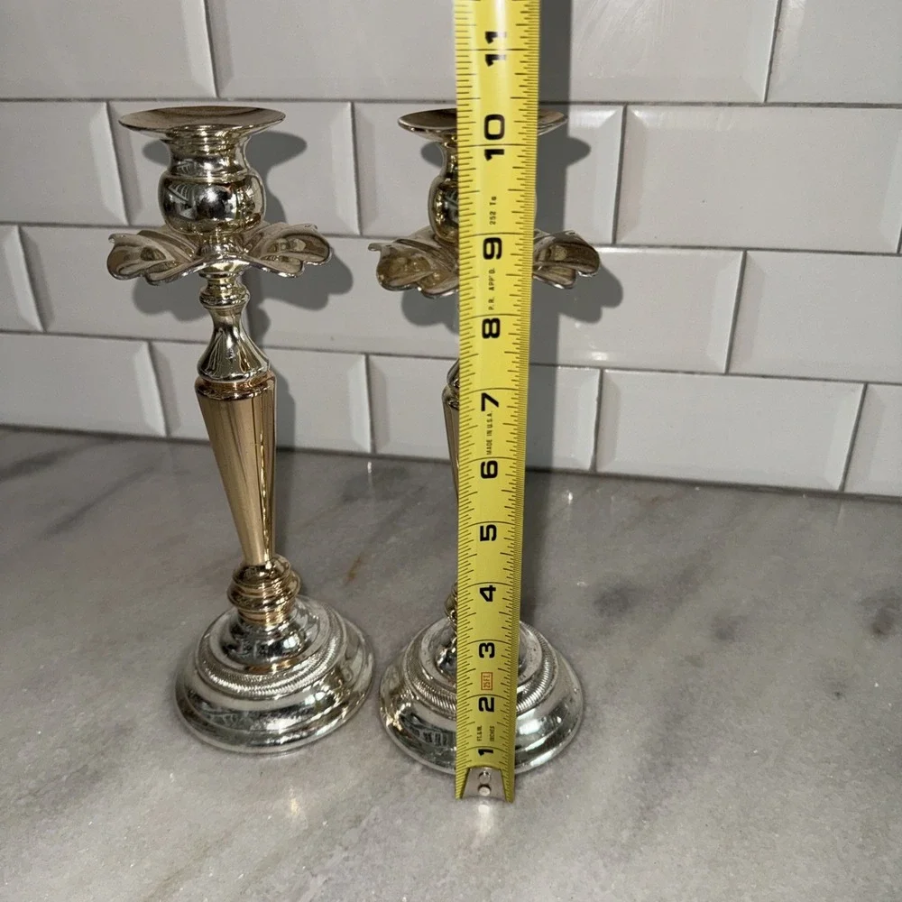 Vintage Pair Of Gorham 11.25 '' Tall Silver Plated‎ Candle Stick HolderES0001